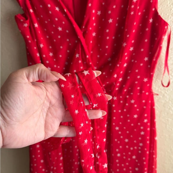 July 4 Dress Stars Print Wrap Dress ALine Waist Midi Sz 16 DressBarn Vintage - Picture 6 of 8